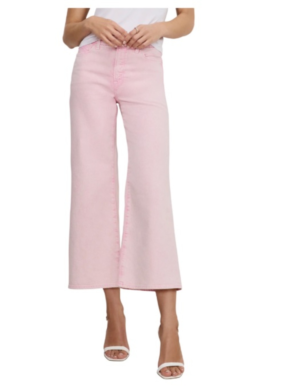 GOOD AMERICAN Cropped Palazzo Jeans Mineral Rose Quartz Womens Size 6 / 28